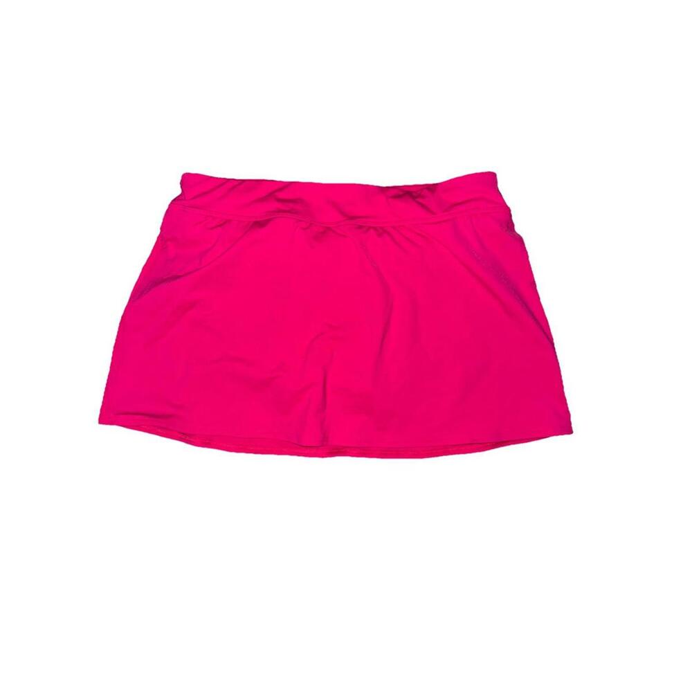 Lands End womens solid pink swim skirt skort Size 14 Built in shorts beach
